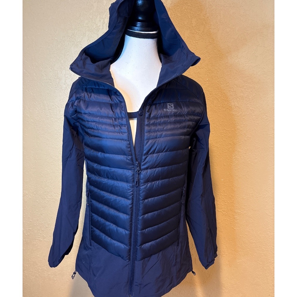 Women's Navy Blue Salomon Haloes Down Hybrid Hoodie Size Large